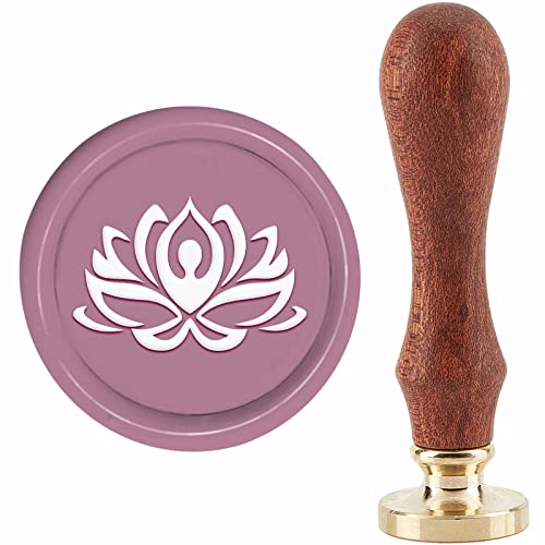 craspire Lotus-Wachs-Siegelstempel, Blumen-Wachsstempel, 30 mm/1.18 Zoll, Abnehmbarer Messingkopf, Siegelstempel Mit Holzgriff, Für Einladung, Umschlag, Karten, Geschenk, Scrapbooking-Dekor von craspire