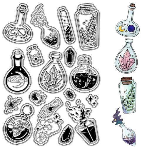 craspire Magische Flasche, Klare Stempel, Mond, Sterne, Kristall, Wiederverwendbar, Retro, Transparent, Silikon-Stempelsiegel Für Journaling, Kartenherstellung, DIY, Scrapbooking, Fotoalbum craspire Magische Flasche, Klare Stempel, Mond, Sterne, Kristall, Wiederverwendbar, Retro, Transparent, Silikon-Stempelsiegel Für Journaling, Kartenherstellung, DIY, Scrapbooking, Fotoalbum von craspire