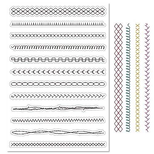 craspire Nähgarn, Durchsichtiger Gummistempel, Nähte, Stickerei, Linien, Spitze, Transparent, Silikonsiegel, Stempel Für Journaling, Kartenherstellung, DIY, Scrapbooking, Handgefertigtes Fotoalbum craspire Nähgarn, Durchsichtiger Gummistempel, Nähte, Stickerei, Linien, Spitze, Transparent, Silikonsiegel, Stempel Für Journaling, Kartenherstellung, DIY, Scrapbooking, Handgefertigtes Fotoalbum von craspire