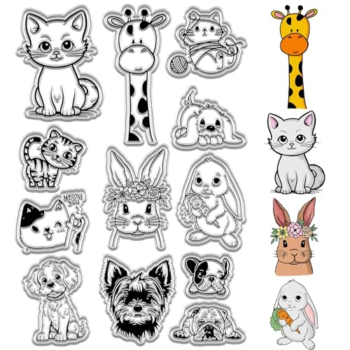 craspire Niedlicher Tier-Stempel, Durchsichtig, Katze, Hund, Kaninchen, Hase, Giraffe, Vintage, Transparent, Silikon-Siegel, Stempel, Retro, Für Journaling, Kartenherstellung, DIY, Scrapbooking craspire Niedlicher Tier-Stempel, Durchsichtig, Katze, Hund, Kaninchen, Hase, Giraffe, Vintage, Transparent, Silikon-Siegel, Stempel, Retro, Für Journaling, Kartenherstellung, DIY, Scrapbooking von craspire