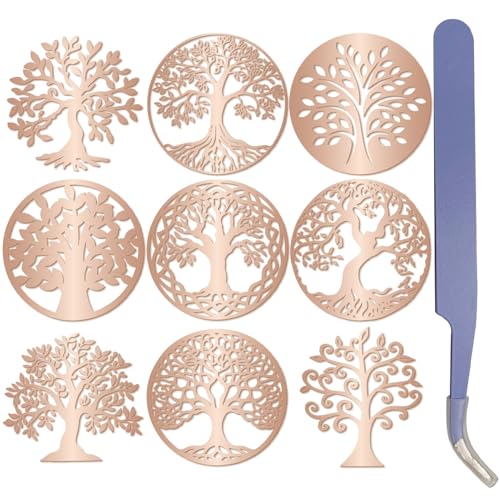 craspire Roségoldene Metallaufkleber Lebensbaum Aufkleber Mit Pinzette Wasserfest Selbstklebend Goldene Aufkleber Selbstklebende Metallaufkleber Auf Der Rückseite Für Scrapbooking DIY Kunstharz von craspire