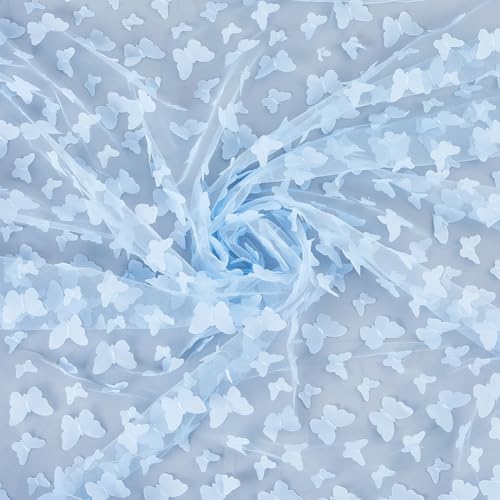 craspire Schmetterling Spitze Stoff 1 Yard blau 3D Stickerei Schmetterling Spitze Stoff für Geburtstag Party DIY Hochzeit Kleid Kostüm Zubehör Schleier Home Decor Haar Schleifen Geschenk Wrapping von craspire