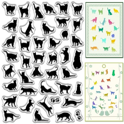 craspire Schwarze Katze Klare Gummistempel Cartoon Kitty Wiederverwendbare Transparente Silikonstempelsiegel Für Halloween Journaling Kartenherstellung Dekor DIY Scrapbooking Filmrahmen Fotoalbum von craspire