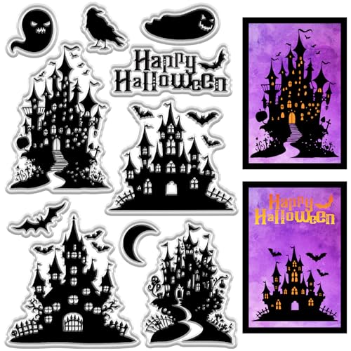 craspire Transparente Stempel „Happy Halloween“ Wiederverwendbar Retro Schloss Geist Fledermaus Mond Hintergrund Poststempel Transparentes Silikon Stempelsiegel Für Tagebuch Basteln Scrapbooking craspire Transparente Stempel „Happy Halloween“ Wiederverwendbar Retro Schloss Geist Fledermaus Mond Hintergrund Poststempel Transparentes Silikon Stempelsiegel Für Tagebuch Basteln Scrapbooking von craspire