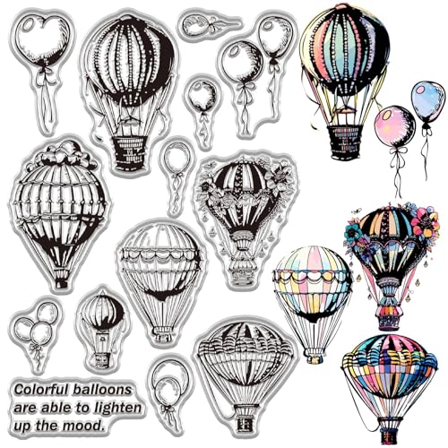 craspire Transparente Stempel Aus Gummi Mit Heißluftballon Motiv Wiederverwendbar Transparente Silikonstempel Siegel 6,3x4,3 Zoll Vintage Für Tagebücher Kartenherstellung Dekoration DIY Scrapbooking von craspire