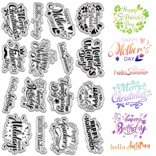 craspire Transparente Wortstempel Vintage Feiertags Geburtstags Segenswörter Halloween Wiederverwendbarer PVC Hintergrund Poststempel Silikonstempel Siegel Zum Basteln Scrapbooking Journaling von craspire