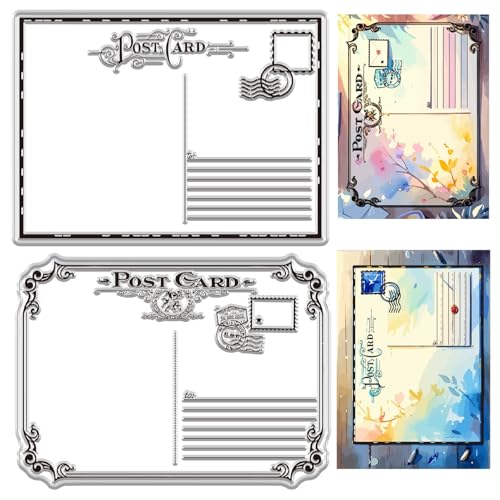 craspire Vintage Postkarten Gummistempel Retro Transparente Silikonstempel 6.3x4.3 Zoll Siegelbögen Hintergrunddruck Siegel DIY Handwerk Briefmarken PVC Scrapbooking Herstellung von Karten Fotoalbum von craspire