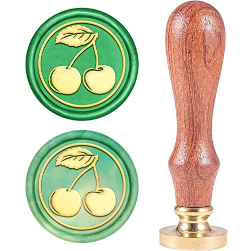 CRASPIRE Wachs-Siegel-Stempel, Jahrgang Wachssiegelstempel Kirsche Retro Holzstempel Abnehmbar Messingkopf 25 mm Für Hochzeit Umschläge Einladungen Verschönerung von craspire