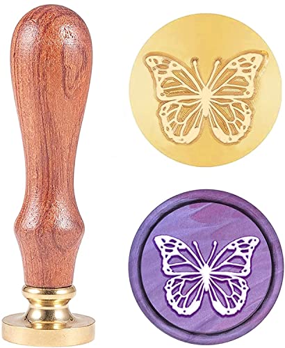 craspire Wachssiegel Stempel Schmetterling Siegelstempel Retro Holzstempel Abnehmbarer Messingkopf für Einladungen Grußkarten Geschenkverpackungen von craspire