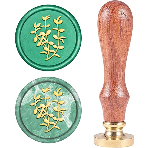craspire Wachs-Siegel-Stempel Blattzweig, Siegelwachsstempel Thymus Mongolicus Ronn Retro Holzstempel Wachssiegel 25 mm Abnehmbar Messingkopf Holzgriff Für Umschlag Einladung Hochzeit Verschönerung von craspire