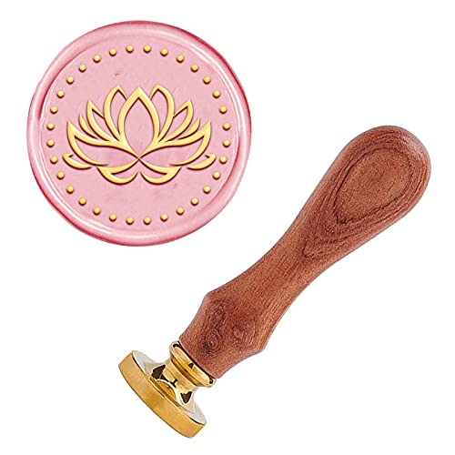 craspire Wachs-Siegel-Stempel Lotus Blumenmuster Jahrgang Siegelwachsstempel Retro Holzstempel Mit 25mm Gold Messingdichtung Holzgriff Für Umschläge Einladung Verschönerung von craspire