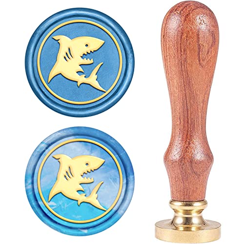 CRASPIRE Wachssiegel Stempel Hai, Ozean Tier Siegelwachsstempel Retro Holzstempel Wachssiegel 25 mm Abnehmbar Messingkopf Holzgriff Für Umschlag Einladung Hochzeit Verschönerung Flasche Dekoration von craspire