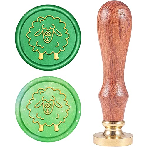 craspire Wachssiegel Stempel Schaf, Siegelwachsstempel Tier Retro Holzstempel Wachssiegel 25 mm Abnehmbar Messingkopf Holzgriff Für Umschlag Einladung Hochzeit Verschönerung Geschenkkarte von craspire