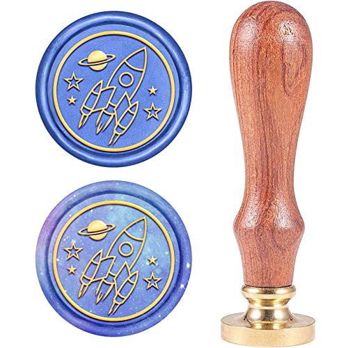 craspire Wachssiegelstempel, Wachssiegelstempel Rakete Jahrgang Wachs-Siegel-Stempel Retro Holzstempel Abnehmbar Messingdichtung Holzgriff Für Hochzeitseinladungen Verschönerung von craspire