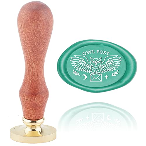 craspire Wachssiegelstempel Eule Vintage Siegellack Stempel Post Oval Abnehmbarer Messingkopf Siegelstempel Mit Holzgriff Für Hochzeitseinladungen Tag Geschenkpapier von craspire