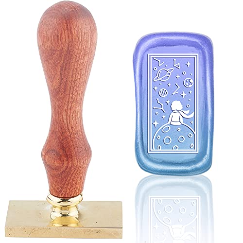 craspire Wachssiegelstempel Kleiner Prinz Vintage Siegellackstempel Planet Rechteck Abnehmbarer Messingkopf Siegelstempel Mit Holzgriff S Weihnachten Xmas Thanksgiving Geschenkpapier von craspire