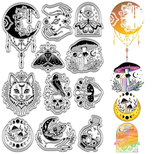 craspire Wahrsagung Klare Stempel Magische Flasche Mondphase Katze Motte Schädel Krähe Hexe Pilz Kristall Retro Transparente Silikon-Stempelsiegel Für Fotoalbum, Journaling, Kartenherstellung, DIY craspire Wahrsagung Klare Stempel Magische Flasche Mondphase Katze Motte Schädel Krähe Hexe Pilz Kristall Retro Transparente Silikon-Stempelsiegel Für Fotoalbum, Journaling, Kartenherstellung, DIY von craspire
