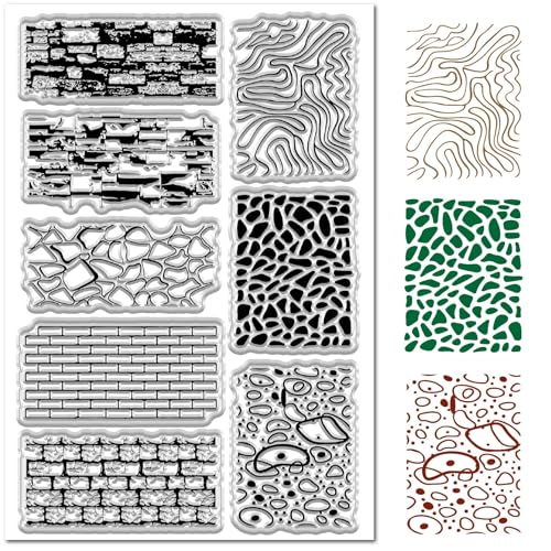 craspire Wand Klarstempel Zur Kartengestaltung Ziegelsteinwellen Unregelmäßige Steinmuster Gummi Silikon Hintergrund Wiederverwendbar Transparentes Siegel Für Journaling DIY Scrapbooking Prägung von craspire