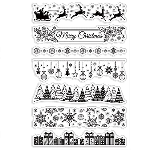 craspire Weihnachts-Klarstempel, Silikonstempel, Siegel, Weihnachtsspitze, Baum, Elch, Stechpalme, Transparente Silikonstempel Für X'Mas EVE, Kartenherstellung, Dekoration, DIY, Scrapbooking, Prägung von craspire