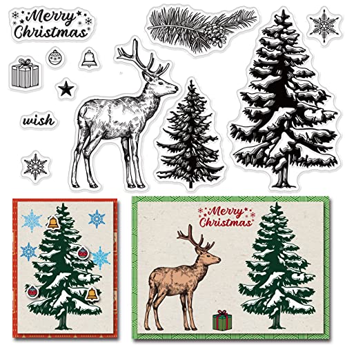 craspire Weihnachts-Klarstempel, Weihnachtskiefer, Elch, Schneeflocke, Silikon-Stempelsiegel, Transparente Gummistempel Für Weihnachtskarten, Dekoration, DIY, Scrapbooking, Prägung, Dekor, Basteln craspire Weihnachts-Klarstempel, Weihnachtskiefer, Elch, Schneeflocke, Silikon-Stempelsiegel, Transparente Gummistempel Für Weihnachtskarten, Dekoration, DIY, Scrapbooking, Prägung, Dekor, Basteln von craspire