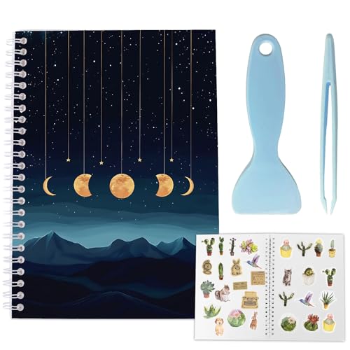 craspire Wiederverwendbares Sticker Aufbewahrungsbuch Mit Mondphasen Bergmotiv Album Dunkelschwarz 40 Seite Blanko Aufkleber Organizer Notizbuch Trennpapier A5 mit Pinzette Und Schaber Für Heimwerker craspire Wiederverwendbares Sticker Aufbewahrungsbuch Mit Mondphasen Bergmotiv Album Dunkelschwarz 40 Seite Blanko Aufkleber Organizer Notizbuch Trennpapier A5 mit Pinzette Und Schaber Für Heimwerker von craspire