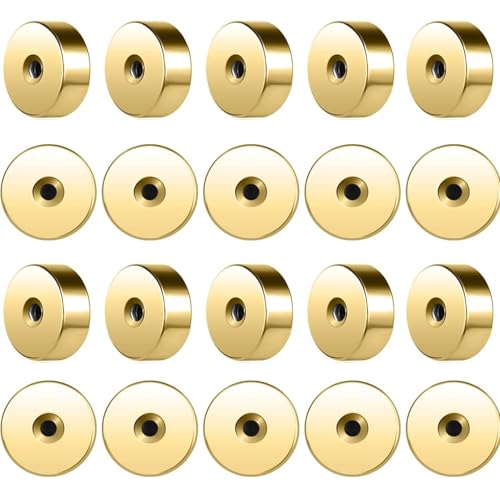 Edelstahl-Ohrring-Verschlüsse, flache Ohrring-Verschlüsse, 2 mm, Schraubverschluss, 20 Stück, Gold, 0,8 mm (0,8 mm), für Damen und Herren, zierliche Push-Pin-Ohrringe von createreedo