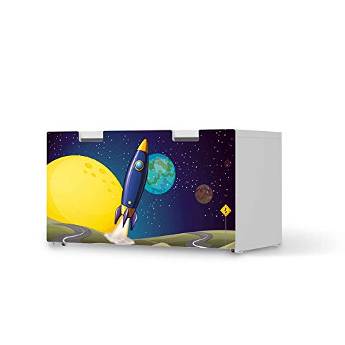Kinder Möbelfolie - passend für IKEA Stuva Banktruhe I Hochwertige Kinderzimmer Deko - Möbeldeko für Kinder- und Babyzimmer I Design: Space Rocket von creatisto