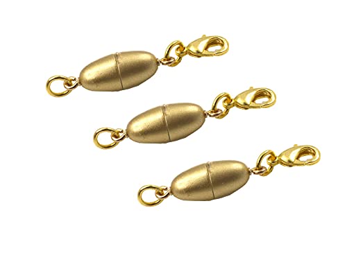 Creative-Beads Magnetverschluss für Ketten, Olive 17x8mm 3 Stück mit Karabiner und Öse, gold matt von Creative-Beads