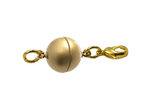 Creative-Beads Magnetverschluss für Ketten u. Schmuck, Kugel, rund 10mm, mit Edelstahl Karabiner und Öse, gold matt von Creative-Beads