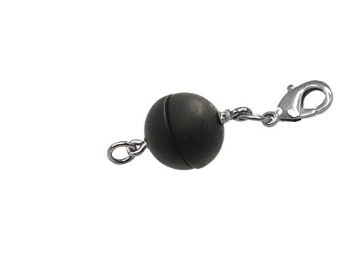 Creative-Beads Magnetverschluss für Ketten u. Schmuck, Kugel, rund 10mm, mit Edelstahl Karabiner und Öse, schwarz matt von Creative-Beads