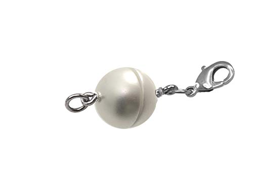 Creative-Beads Magnetverschluss für Schmuck, Kugel, rund 12mm, mit Edelstahl Karabiner und Öse, weiss von Creative-Beads