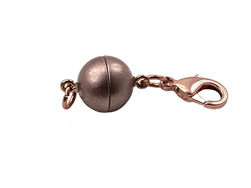 Creative-Beads Magnetverschluss zum einfachen nachträglichen Einbau in Halsketten, Kugel, rund 12mm, mit Karabiner und Öse, kupfer matt von Creative-Beads