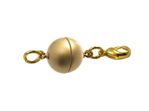 Creative-Beads Magnetverschluss zum einfachen nachträglichen Einbau in Halsketten, Kugel, rund 15mm, mit Edelstahl Karabiner und Öse, goldfarbig matt von Creative-Beads