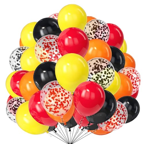 25,4 cm große, schwarze, orangefarbene, gelbe und rote Luftballons, 30 Stück, bunte Latex-Luftballons mit Konfetti-Ballons für Bauauto, Monster-Truck, Maus, Motto-Party, Dekoration 25,4 cm große, schwarze, orangefarbene, gelbe und rote Luftballons, 30 Stück, bunte Latex-Luftballons mit Konfetti-Ballons für Bauauto, Monster-Truck, Maus, Motto-Party, Dekoration von creative balloons
