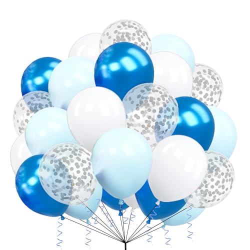 30 Stück Luftballons Packung Blau Chrom, Blau Pastell & Weiß Luftballons 10 Zoll Luftballons, Latex Ballons Geburtstag Party Ballon Dekoration für Hochzeit Baby Shower Abschlussfeier Jubiläum von creative balloons
