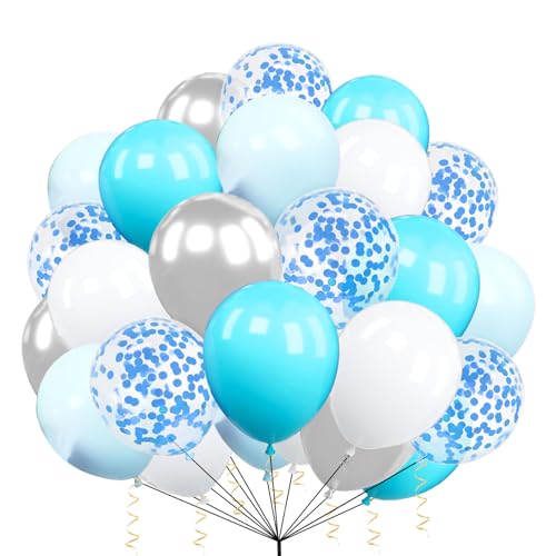 30 Stück Luftballons Packung Silber, Hellblau & Weiß Luftballons 10 Zoll Luftballons, Latex Ballons Geburtstag Party Ballon Dekoration für Hochzeit Babyparty Abschlussfeier Jubiläum von creative balloons