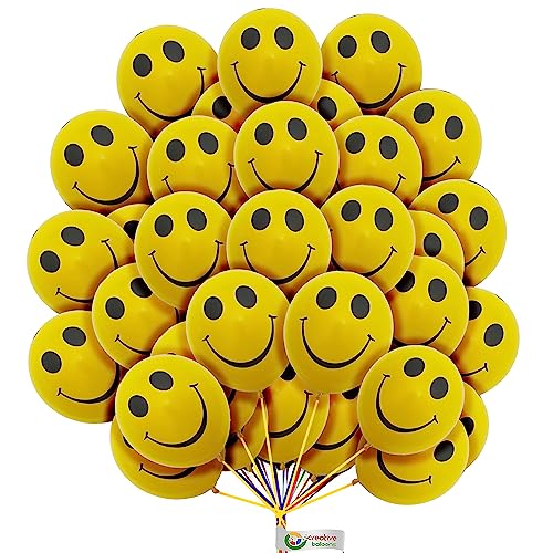 30 Stück gelbe Luftballons mit Smiley-Gesicht, 30,5 cm, lustige Luftballons mit Smiley-Gesicht, Geburtstag, Party, Hochzeit, Dekoration von creative balloons