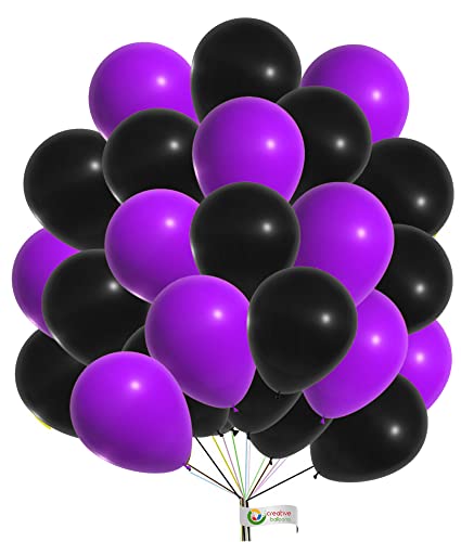 Creative Balloons Lila Schwarz Luftballons 5 Zoll Kleine Luftballons Halloween Themed Geburtstag Deko Halloween Luftballons Schwarz und Lila Party Dekoration Runde Luftballons 30 Stück (5 BLK PRP) von creative balloons