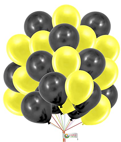 Creative Balloons Gelbe schwarze Luftballons, 12,7 cm, kleine Luftballons, Bienen-Themenparty, Luftballons für Geburtstag, Hochzeit, Babyparty, Party-Dekoration, Zubehör, 30 Stück (5 BLK YLW) von creative balloons
