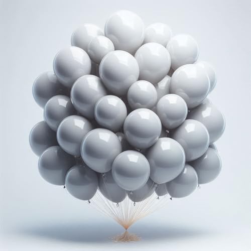 Graue Retro-Luftballons, Latex-Luftballons, 25,4 cm, mit 10 m Ballonband, für Geburtstag, Hochzeit, Babyparty, Brautparty, Jubiläen, Party-Dekorationen, 25 Stück von creative balloons
