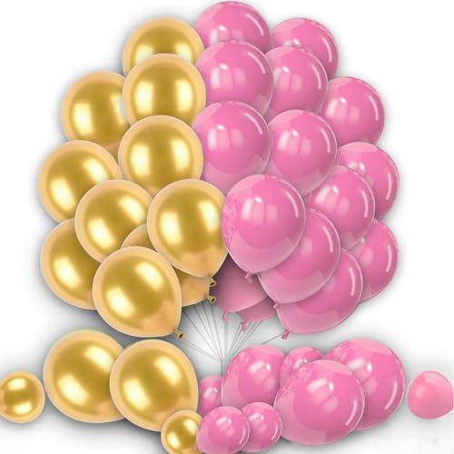 Latex-Luftballons, 30 Stück, 25,4 cm, für Mädchen, Geburtstagsparty, Babyparty, Verlobung, Jahrestag, Hochzeit, Brautparty, Abschlussfeier, Prinzessinnen-Party-Dekoration, Rosa und Gold, 30 Stück von creative balloons