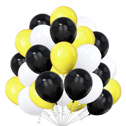 Luftballons Set Schwarz & Gelb - 25 Pack 10 Zoll Weiß Luftballons mit Knotenwerkzeug - Perfekt für Babypartys, Hochzeiten, Geburtstage, Abschlussfeiern, Jubiläen & Junggesellinnenabschiede Luftballons Set Schwarz & Gelb - 25 Pack 10 Zoll Weiß Luftballons mit Knotenwerkzeug - Perfekt für Babypartys, Hochzeiten, Geburtstage, Abschlussfeiern, Jubiläen & Junggesellinnenabschiede von creative balloons