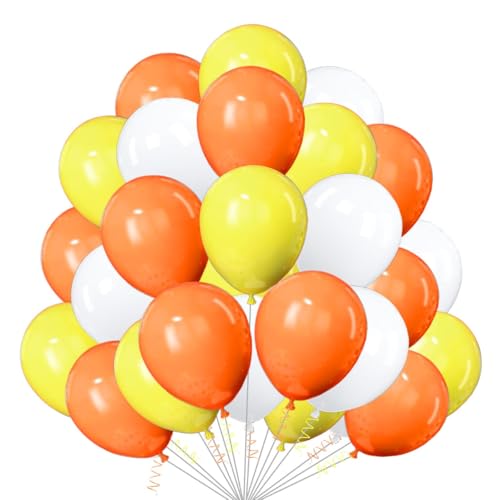 Luftballons in Orange, Gelb, Weiß, 25 Stück, 25 cm, Little Cutie Babyparty, Party-Dekorationen, Mandarine, Orange, Thema, Geburtstagsballons für Hochzeit, Jahrestag, Sommerparty von creative balloons