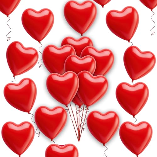Roter Herz-Ballon, 25 Stück, Valentinstag-Luftballons, 25,4 cm, Latex-Luftballons für Valentinstag, Hochzeit, Verlobung, Jahrestag, Dekoration von creative balloons