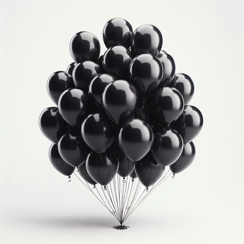 Schwarze Luftballons, 50 Stück, 30,5 cm, schwarze Party-Dekoration, starke Latex-Luftballons für Kindergeburtstage, Partys, Hochzeiten, Abschlussfeiern, Event-Dekorationen von creative balloons