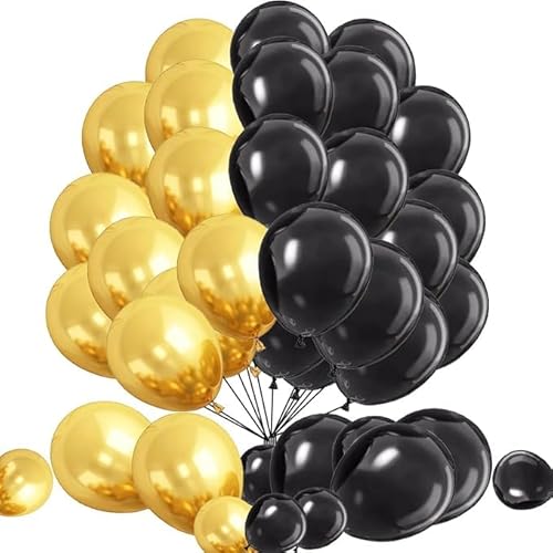 Schwarze und goldene Luftballons, 25 Stück, 12,7 cm, goldfarbene schwarze Luftballons für Geburtstagsparty, Hochzeit, Disco, Hollywood, Hiphop, Urlaub, Ruhestand, Party-Dekoration Schwarze und goldene Luftballons, 25 Stück, 12,7 cm, goldfarbene schwarze Luftballons für Geburtstagsparty, Hochzeit, Disco, Hollywood, Hiphop, Urlaub, Ruhestand, Party-Dekoration von creative balloons