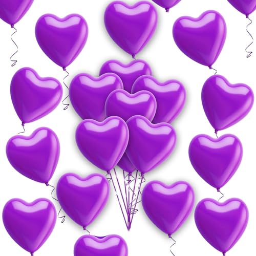 Violette Herz-Ballons, 25,4 cm, Latex-Luftballons für Valentinstag, Hochzeit, Verlobung, Jahrestag, Dekoration, 25 Stück von creative balloons