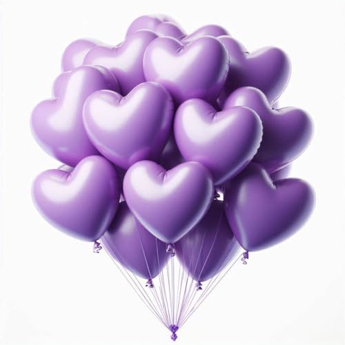 Violette Herz-Ballons, 25,4 cm, Latex-Luftballons für Valentinstag, Hochzeit, Verlobung, Jahrestag, Dekoration, 25 Stück von creative balloons