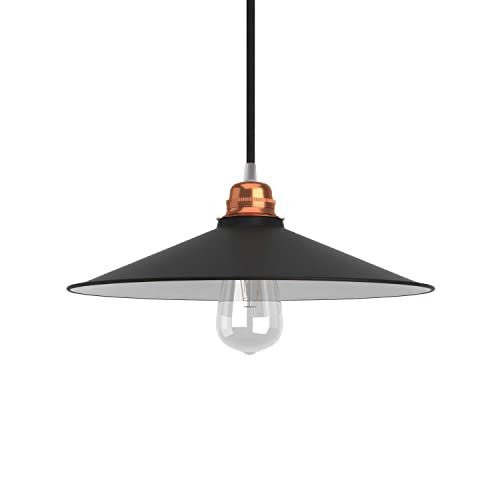 Lampenschirm Swing aus lackiertem Metall mit E27 Anschluss - Weiß - Schwarz von creative cables