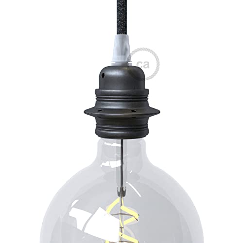 creative cables - Kit E27 Lampenfassung aus Metall mit Doppelklemmring für Lampenschirm - Konisch, Rotguss von creative cables